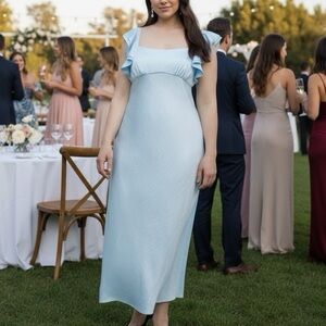 NWT Madewell Flutter-Sleeve Maxi Slip Dress Light Blue Wedding Cocktail Party XS